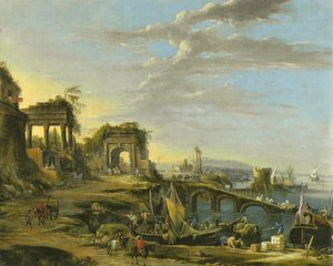 Küstenlandschaft mit antiken Ruinen