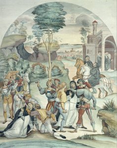 Die heilige Katharina von Siena rettet zwei Dominikaner aus den Händen von Räubern