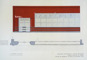 Boucherie Isothermique mit Kühlschrankvitrine, L Savreux, Boutiques, Henry Delacroix, Editions S De Bonadona, Paris, späte 1920er, Pochoir-Druck von Johann Baptist Edler von Lampi