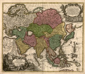 Asiae recentissima delineatio, qua status et imperia totius orientis unacum orientalibus indiis exhibentur von Johann Baptist Homann