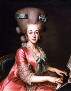 Porträt einer Dame, die Cembalo spielt, letztes Viertel des 18. Jahrhunderts