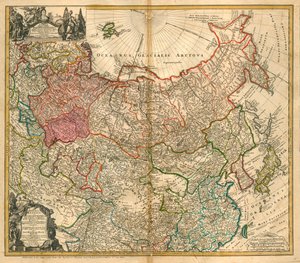 Karte von Russland aus: Imperii Russici et Tartariae universae tam majoris et Asiaticae quam minoris et von Johann Baptista Homann