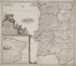 Portugal und Algarve (Portugallia et Algarbiae), ca. 1704 (handkolorierter Stich) von Johann Baptista Homann