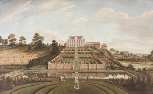 Niederländisches Herrenhaus mit Garten, 1730 von Johann Baptiste Bouttats