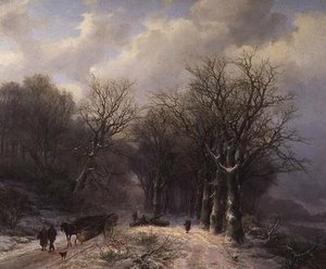 Der Holzfuhrwagen im Winter