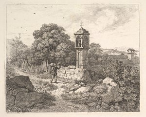 Ein Bauer grüßt die Statue von Maria, 1817