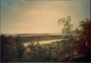 Elblandschaft mit Blick auf Dresden von Johann Christian Klengel