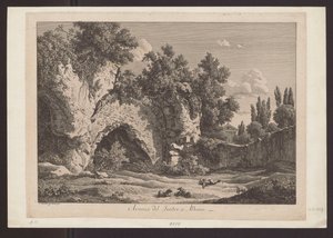 Überrest des Theaters in Albano (Hirte mit Schafen inmitten der Ruinen) von Johann Christian Reinhart