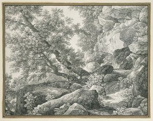 Felslandschaft mit Bäumen von Johann Christian Reinhart