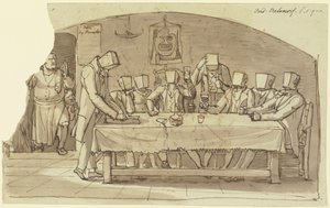 Künstlerstreich in einer Osteria in Rom von Johann Christian Reinhart