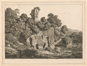 Landschaft - Ruinen der Villa des Ventidius Bassus in Tivoli von Johann Christian Reinhart