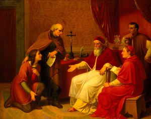 Bramante stellt Raphael Papst Julius II. vor, ca. 1836 von Johann Christian Riepenhausen
