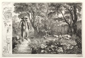 Alter Mann vor der Holzbrücke von Johann Christoph Erhard