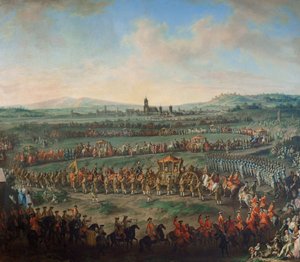 Einzug des Kaisers Franz I. Stephan und seines Sohnes Joseph (II.) in Frankfurt am 29. März 1764 von Johann Dallinger von Dalling