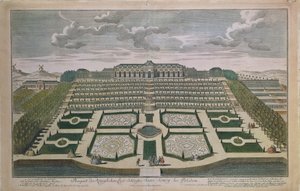 Perspektivische Ansicht des Schlosses Sanssouci, Potsdam, Deutschland von Johann David Schleuen