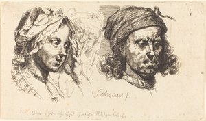 Junge Frau, alte Frau und Mann mit langen Haaren von Johann Eleazar Schenau