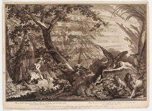 Adam und Eva entdecken, dass sie nackt sind von Johann Elias Ridinger