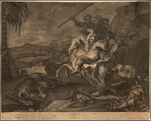 Ca. 1770 allegorische Mezzotinto von Asien von Johann Elias Ridinger