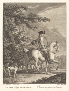 Jäger mit einem Rudel Hunde