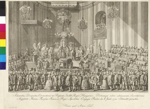 Krönung der Kaiserin Maria Theresia zur Königin von Ungarn am 10. Juni 1792 in Budapest von Johann Ernst Mansfeld