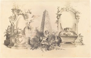 Moderne Kartusche mit Symbolen des Todes von Johann Esaias Nilson