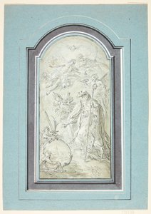 Kniender Bischof wird zum Heiligen erhoben von Johann Evangelist Holzer