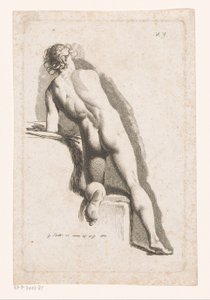 Kniender männlicher Akt, von hinten gesehen von Johann Friedrich Bolt