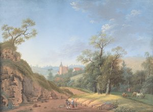 Bauernfamilie in einer Landschaft, spätes 18.-19. Jahrhundert von Johann Friedrich Nagel