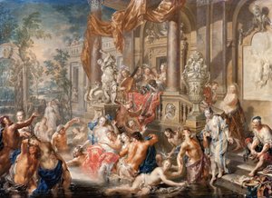 Brunnenszene vor einem Palast von Johann Georg Platzer