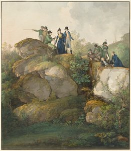 Eine königliche Gesellschaft bewundert den Sonnenuntergang auf dem Hesselberg von Johann Georg von Dillis