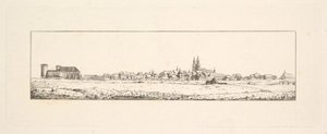 Ansicht einer alten Stadt mit einer Kirche und hohen Giebelhäusern von Johann Gottfried Schadow