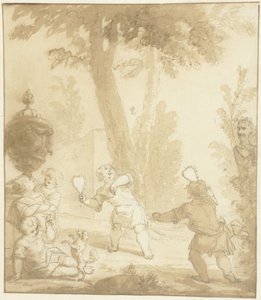 Allegorische Darstellung mit spielenden Kindern von Johann Heinrich Keller (II)