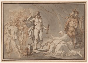 Odysseus trifft an den Toren des Hades die Schatten von Tiresias und Antikleia von Johann Heinrich Lips
