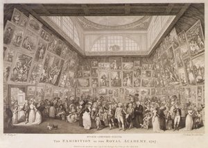 Innenansicht von Somerset House mit einer Ausstellung der Royal Academy of Arts im Jahr 1787