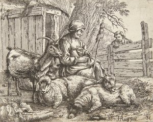 Eine Spinnerin von Johann Heinrich Roos