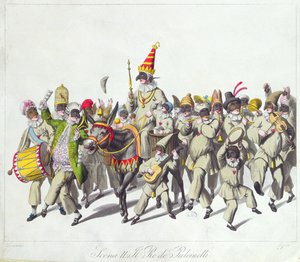 Prozession von König Punch während des römischen Karnevals, frühes 19. Jahrhundert von Johann Heinrich Stuermer