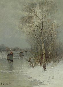 Mädchen gehen auf einem zugefrorenen Fluss