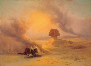 Eine Karawane im Sinum-Wind nahe Gizah von Johann Jakob Frey