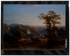 Blick auf Tivoli mit den Aniene-Wasserfällen von Johann Jakob Frey