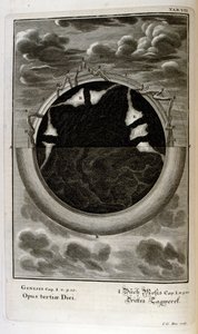 Die Schöpfungsgeschichte der Genesis ist der Schöpfungsmythos sowohl des Judentums als auch des Christentums. Der dritte Schöpfungstag: Die Meere werden erschaffen von Johann Jakob Scheuchzer