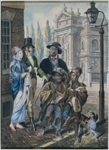 Weltliche Leute befragen Schornsteinfeger und ihren Meister vor der Christ Church, Philadelphia