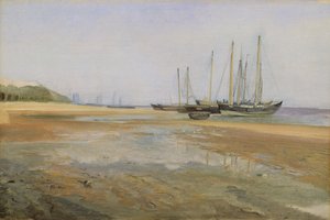 Frachtschiffe auf den Sandbänken der Elbe, 1840-45 von Johann Martin Gensler