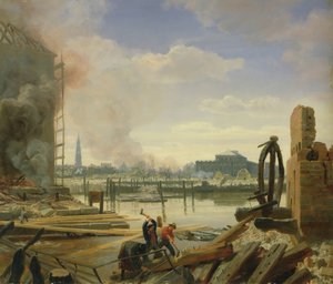 Hamburg nach dem Brand von 1842 von Johann Martin Gensler