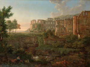 Capriccio-Ansicht der Ruinen des Heidelberger Schlosses