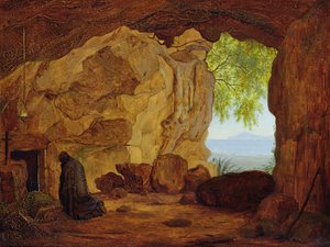 Betender Einsiedler in einer Grotte, 1829