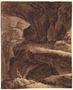 Felsige Landschaft mit einer Höhlenkapelle von Johann Martin von Rohoden