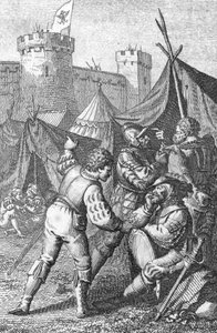 Konföderation der VIII Kantone (Schweiz): Kaiser Karl IV. (1316-1375) belagert die Stadt Zürich um 1351, Gravur