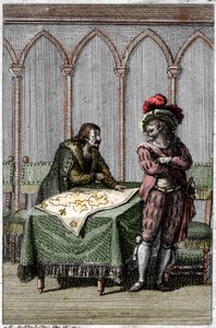 Kaiser Albrecht I. von Habsburg studiert die Karte von Frankreich zur Zeit des Konflikts zwischen Papst Bonifatius VIII. und König Philipp IV. von Frankreich von Johann Michael Mettenleiter