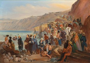 Badende am Strand von Chorillos, Miraflores, Lima