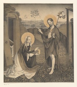 Christus und Maria Magdalena in einem ummauerten Garten